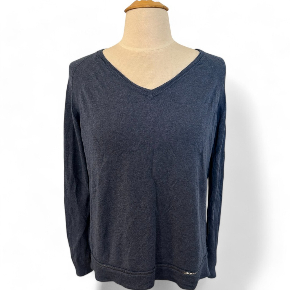 Women's Fine Collection Sweater XS Blue Long Sleeve V-Neck